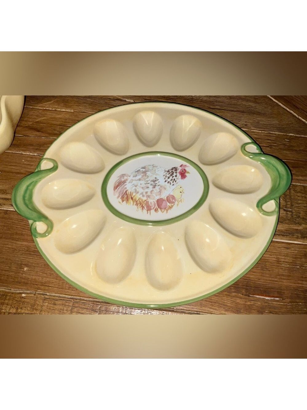 Pfaltzgraff Circle Kindness Chicken Hen Egg Plate Platter (w/Gail Pittman bowl)